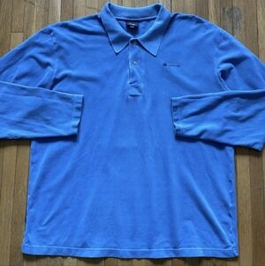 Vintage G-Star XXL Light Blue Collared Long Sleeve Polo Shirt,Cotton,Logo Print